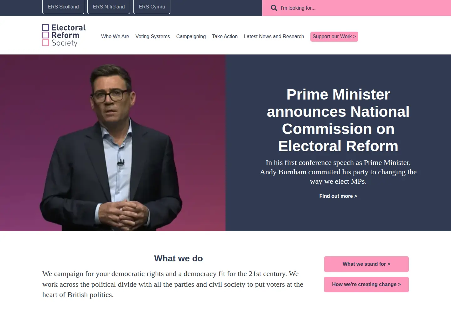 Screenshot of electoral-reform.org.uk