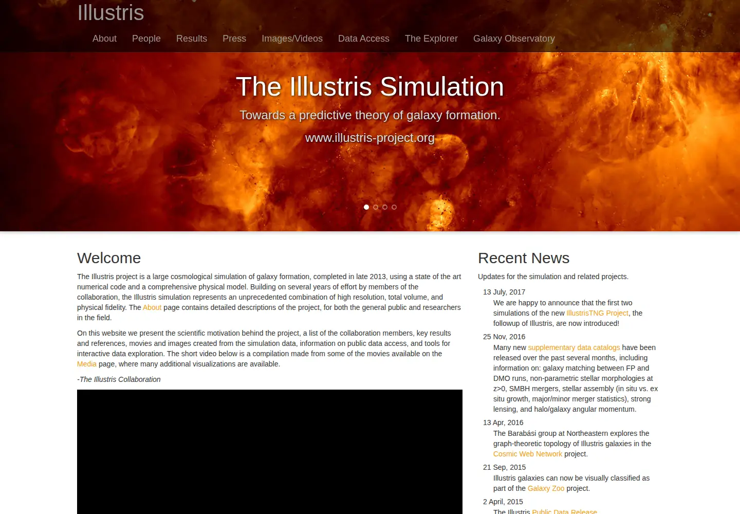Captured homepage of illustris-project.org in the current scan