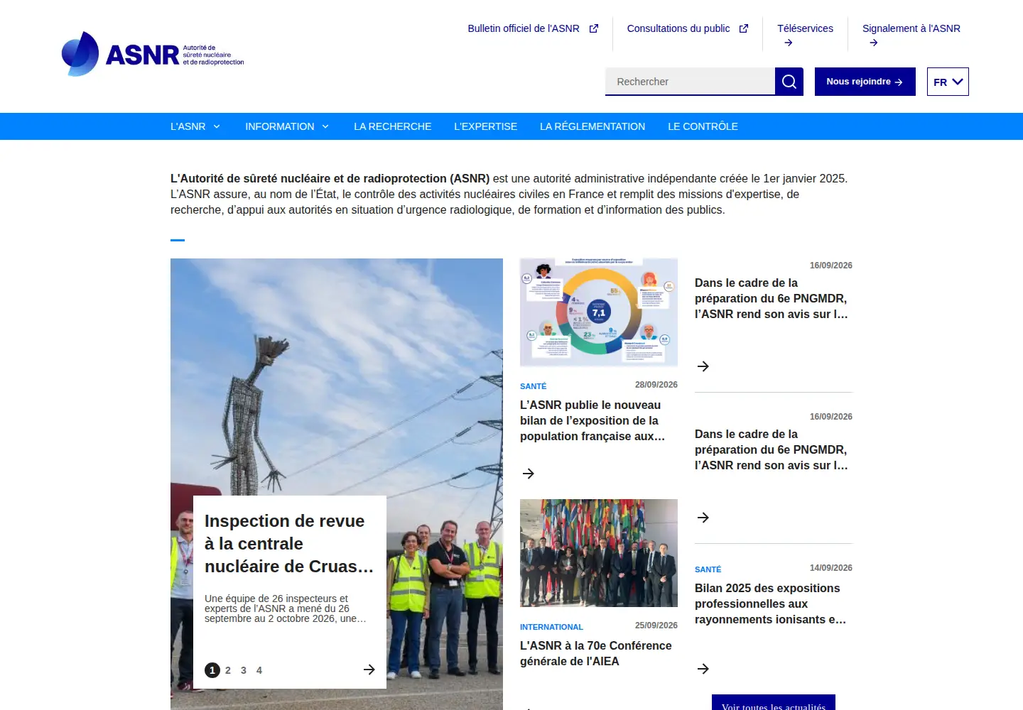 Captured homepage of asnr.fr in the current scan