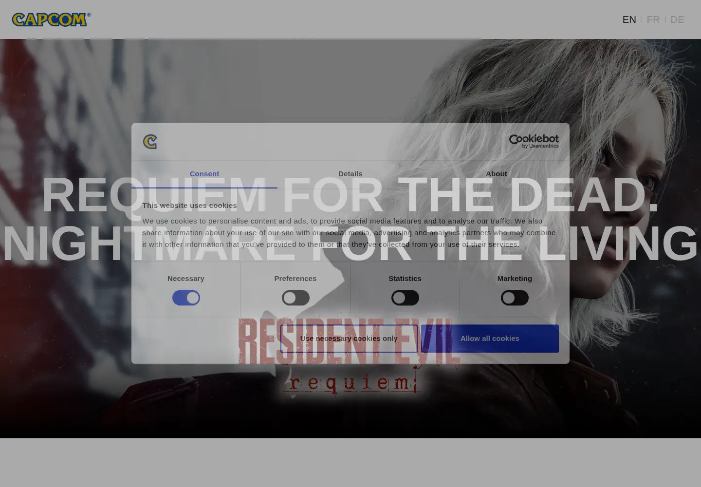 Screenshot of capcom-europe.com