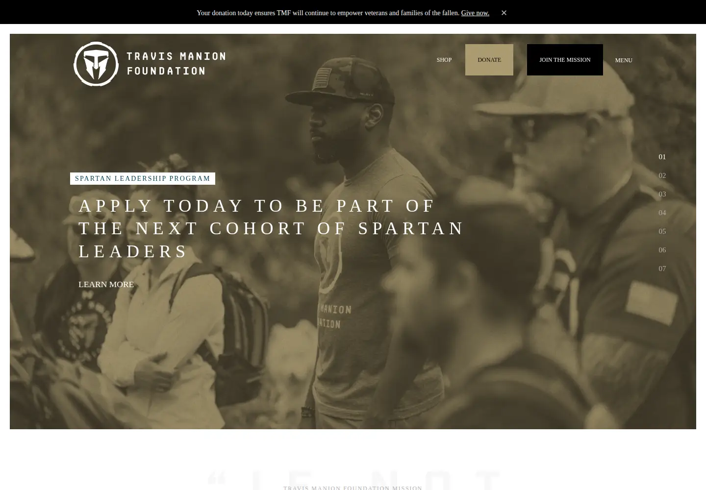 Captured homepage of travismanion.org in the current scan