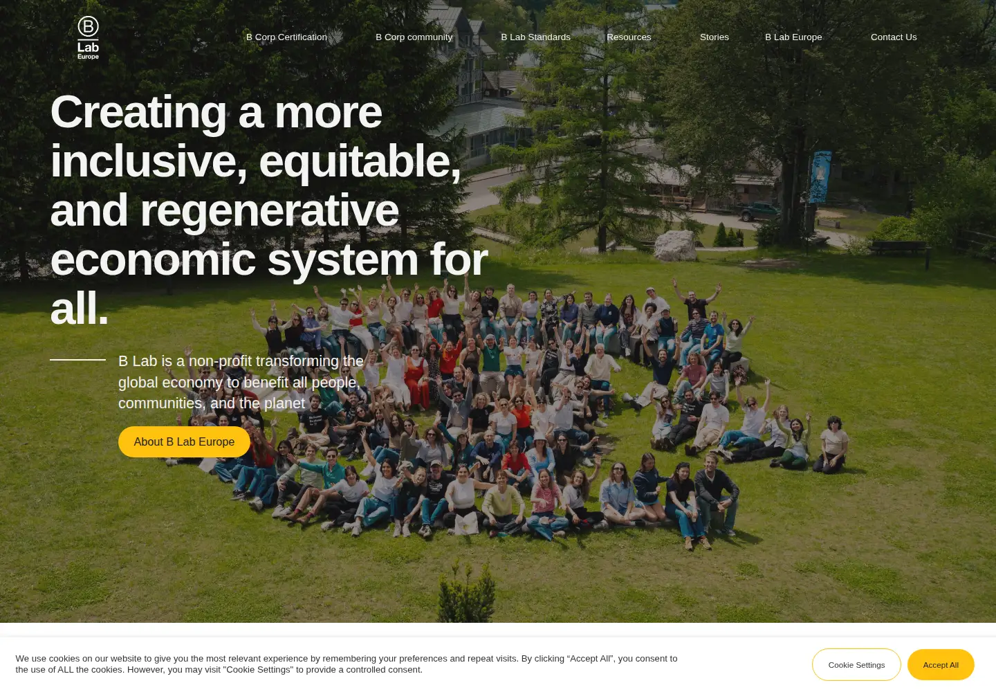 Screenshot of bcorporation.eu