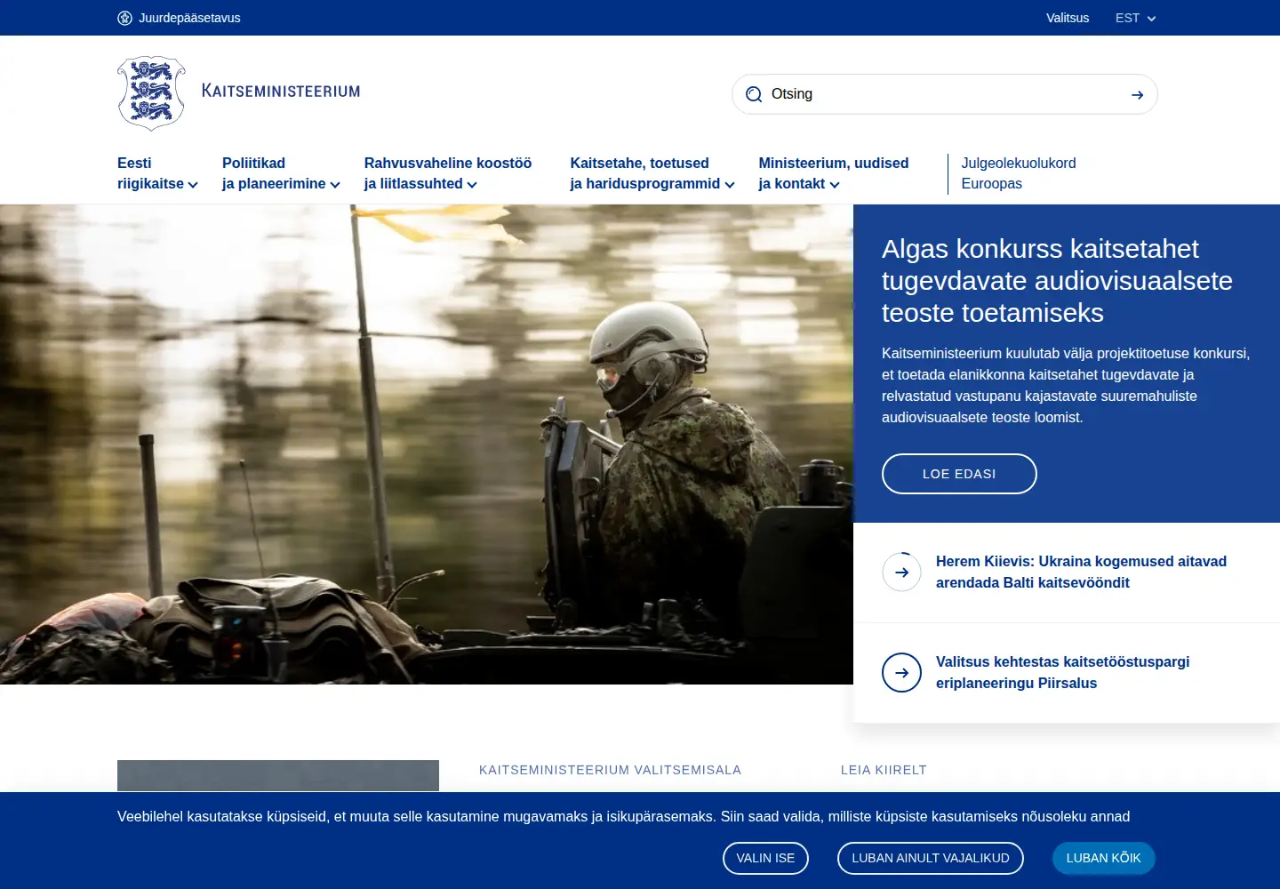 Screenshot of kaitseministeerium.ee