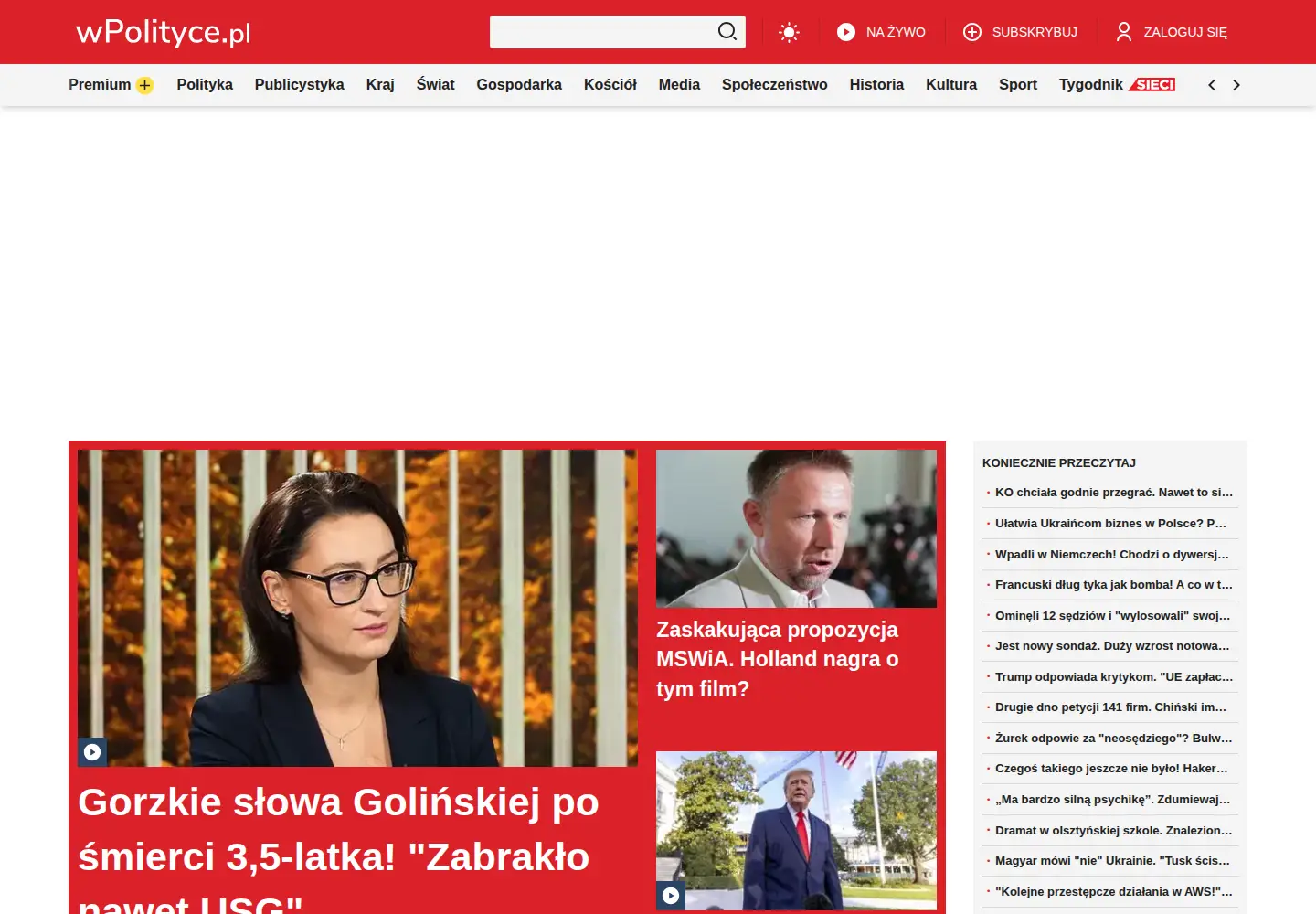 Captured homepage of wpolityce.pl in the current scan