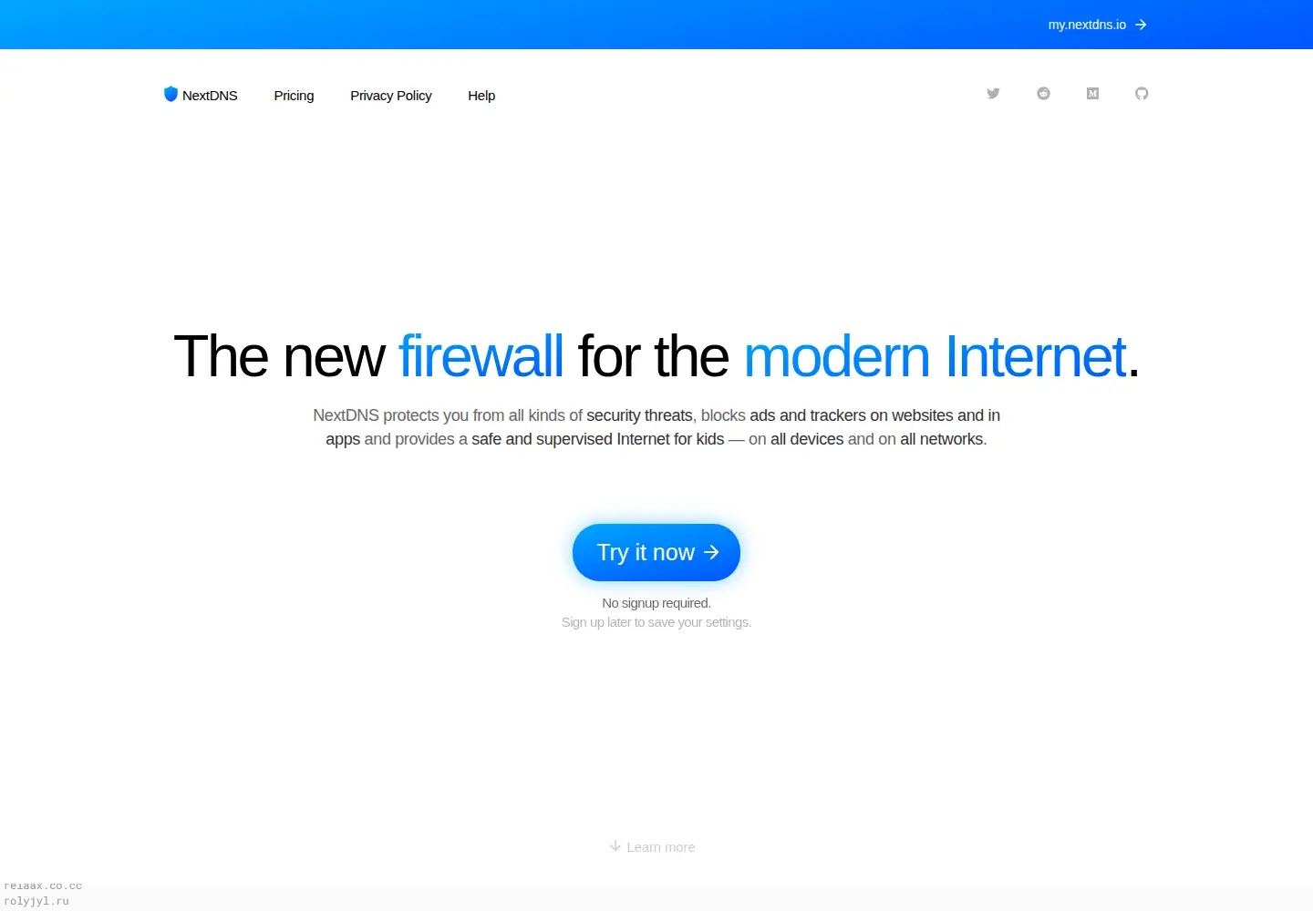 Captured homepage of nextdns.io in the current scan