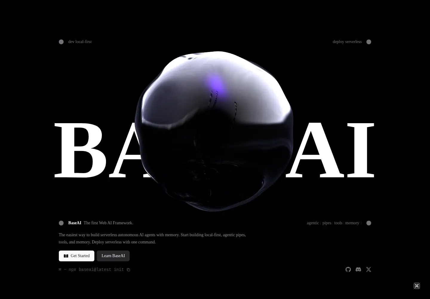 Captured homepage of baseai.dev in the current scan