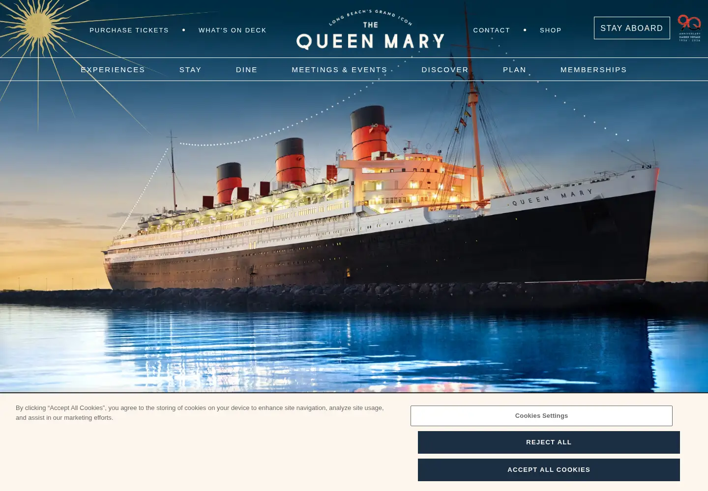 Captured homepage of queenmary.com in the current scan