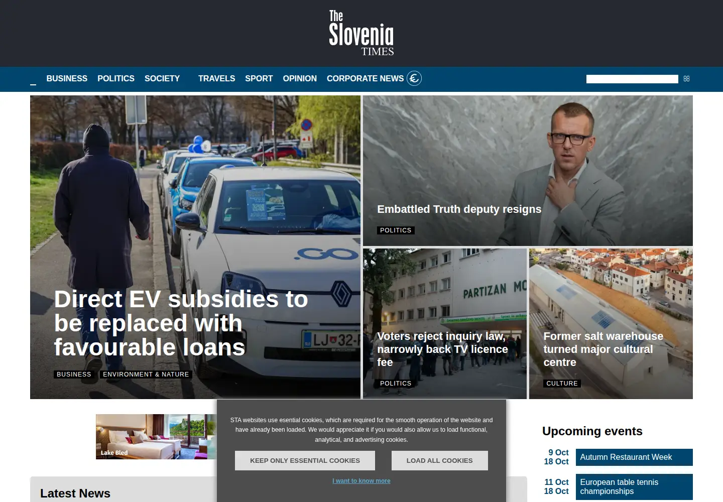 Captured homepage of sloveniatimes.com in the current scan