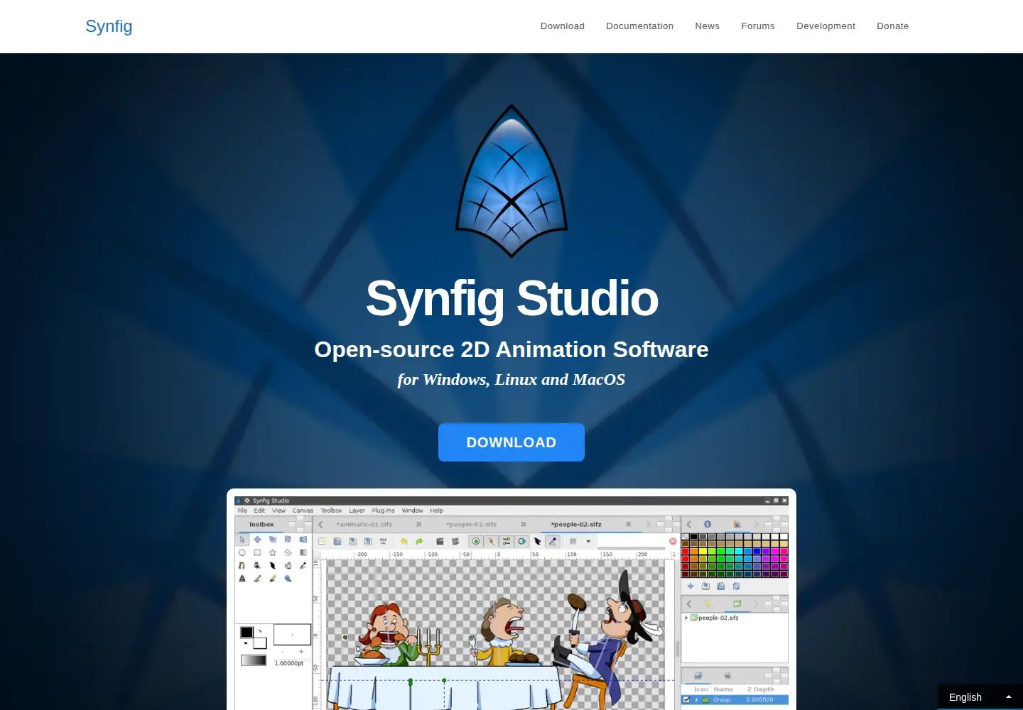 Screenshot of synfig.org