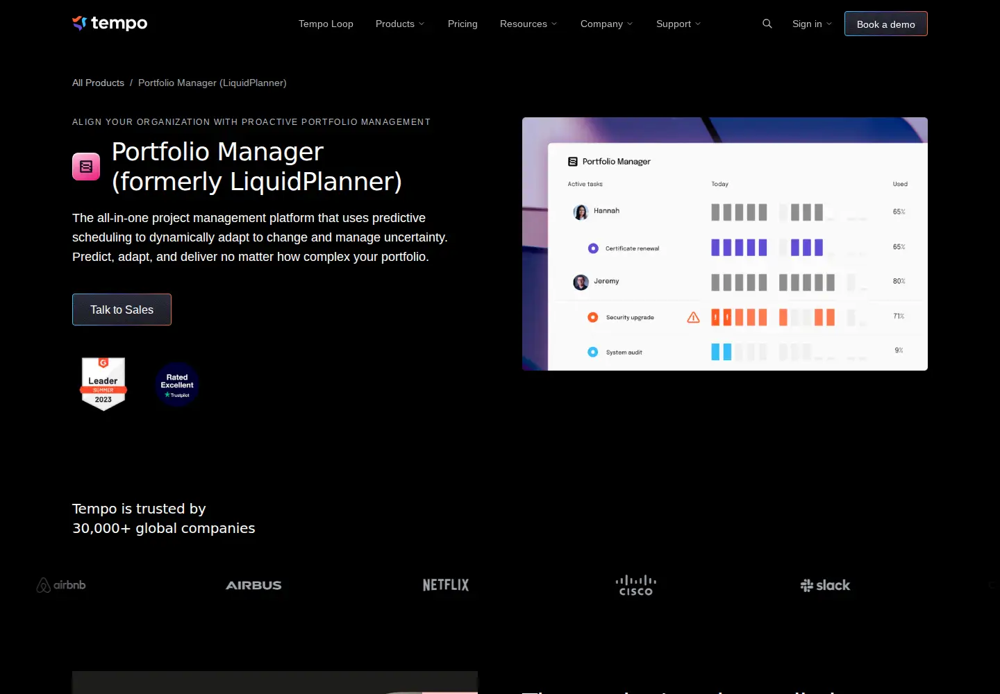 Screenshot of liquidplanner.com