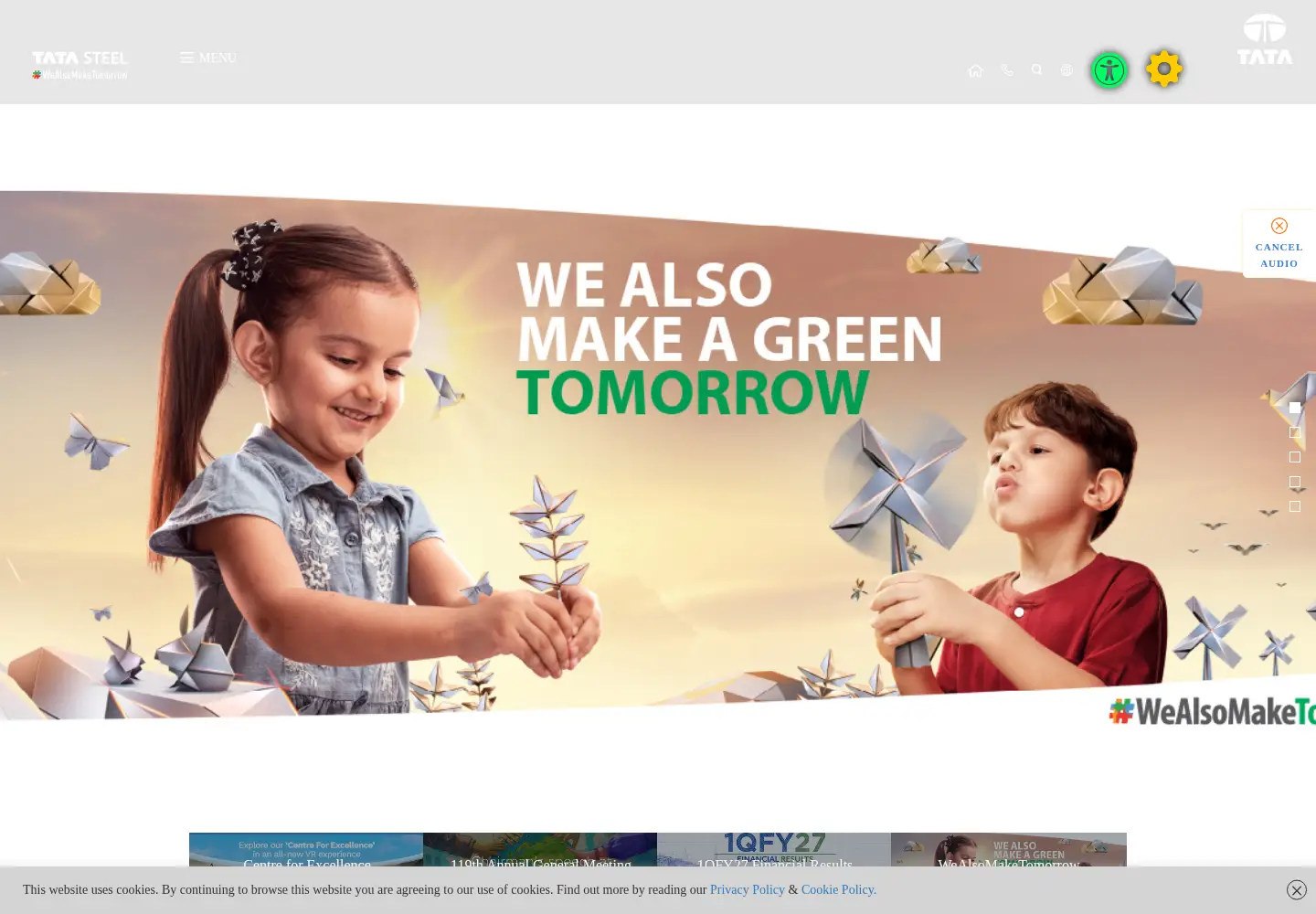Captured homepage of tatasteel.com in the current scan