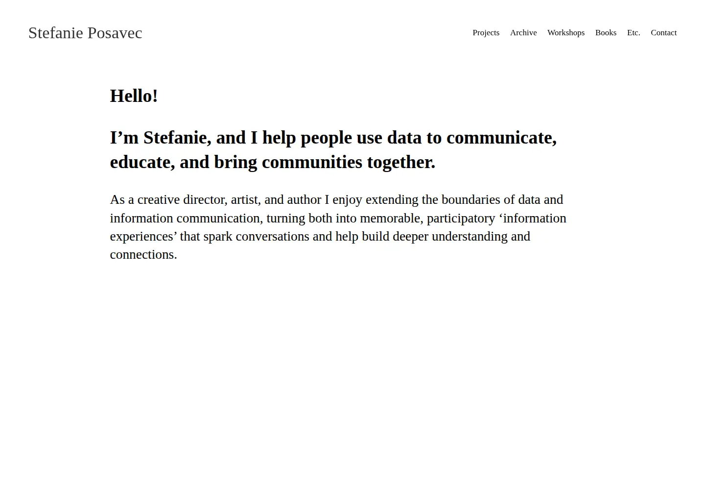 Screenshot of stefanieposavec.com