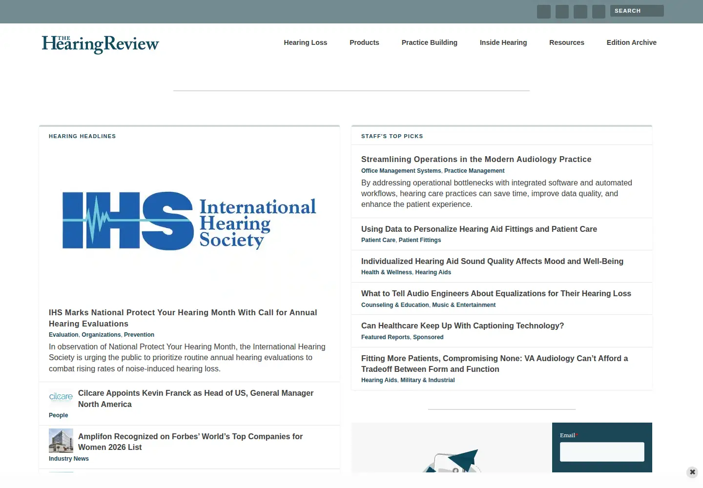 Screenshot of hearingreview.com