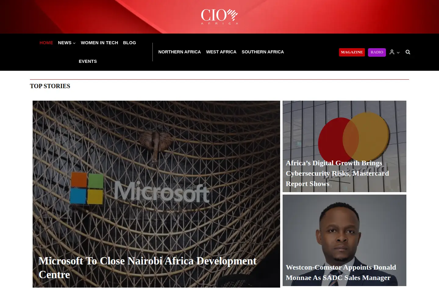 Captured homepage of cioafrica.co in the current scan