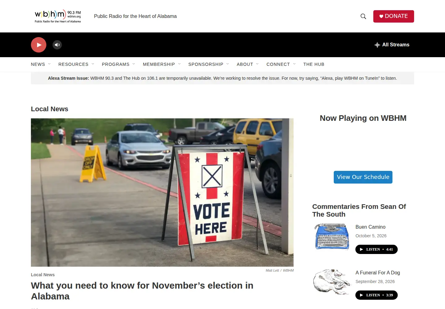 Screenshot of wbhm.org