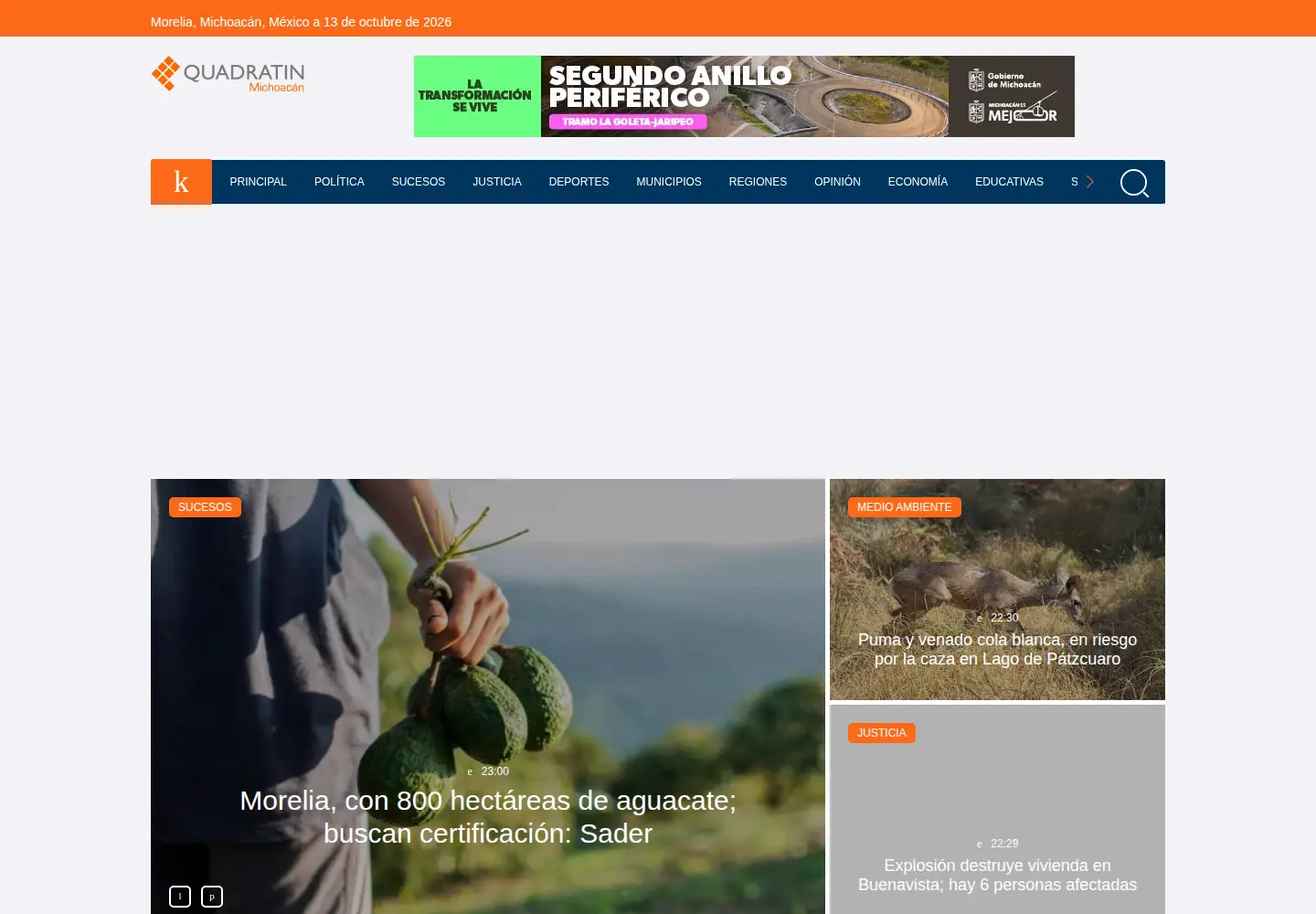 Captured homepage of quadratin.com.mx in the current scan