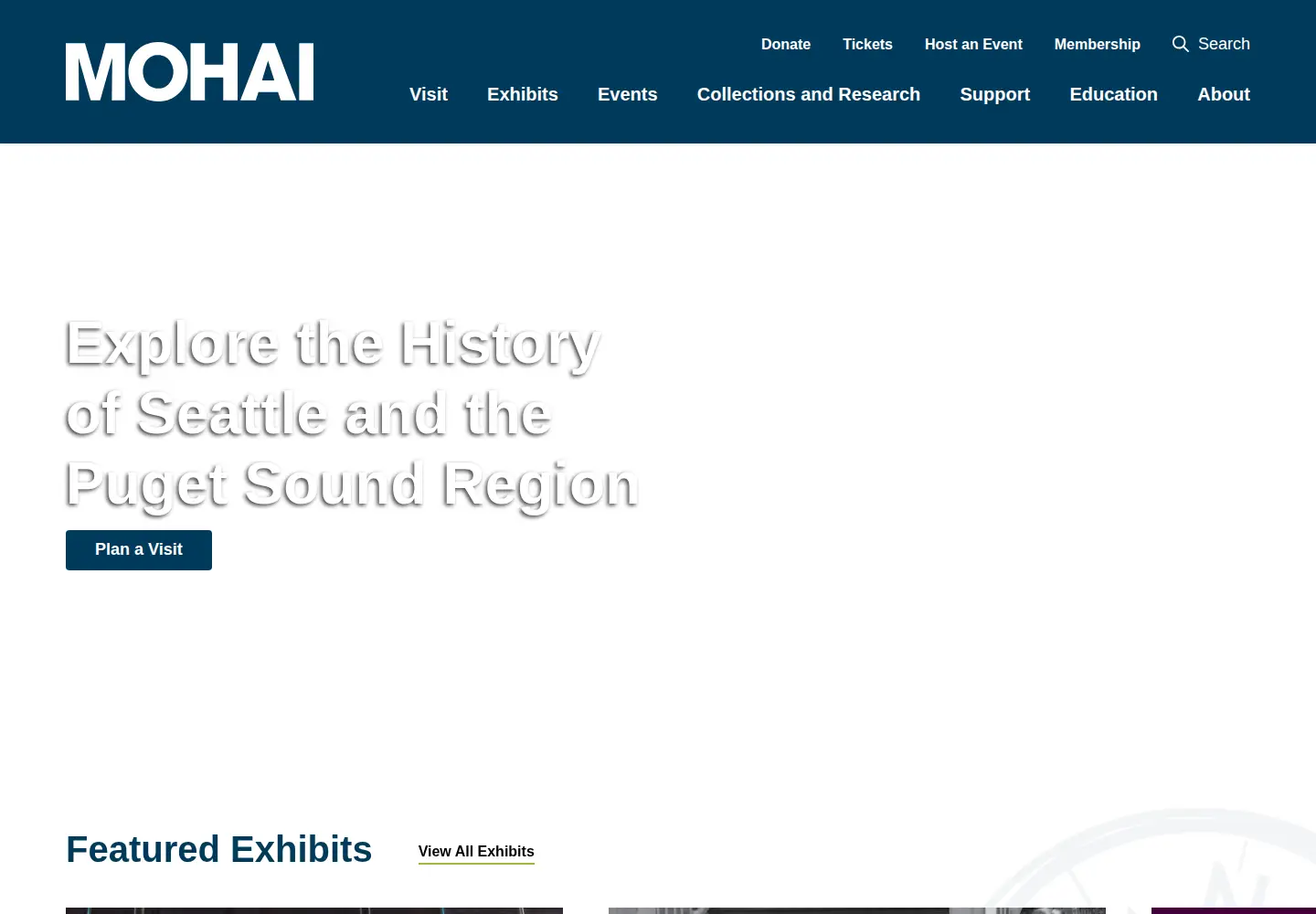 Captured homepage of seattlehistory.org in the current scan