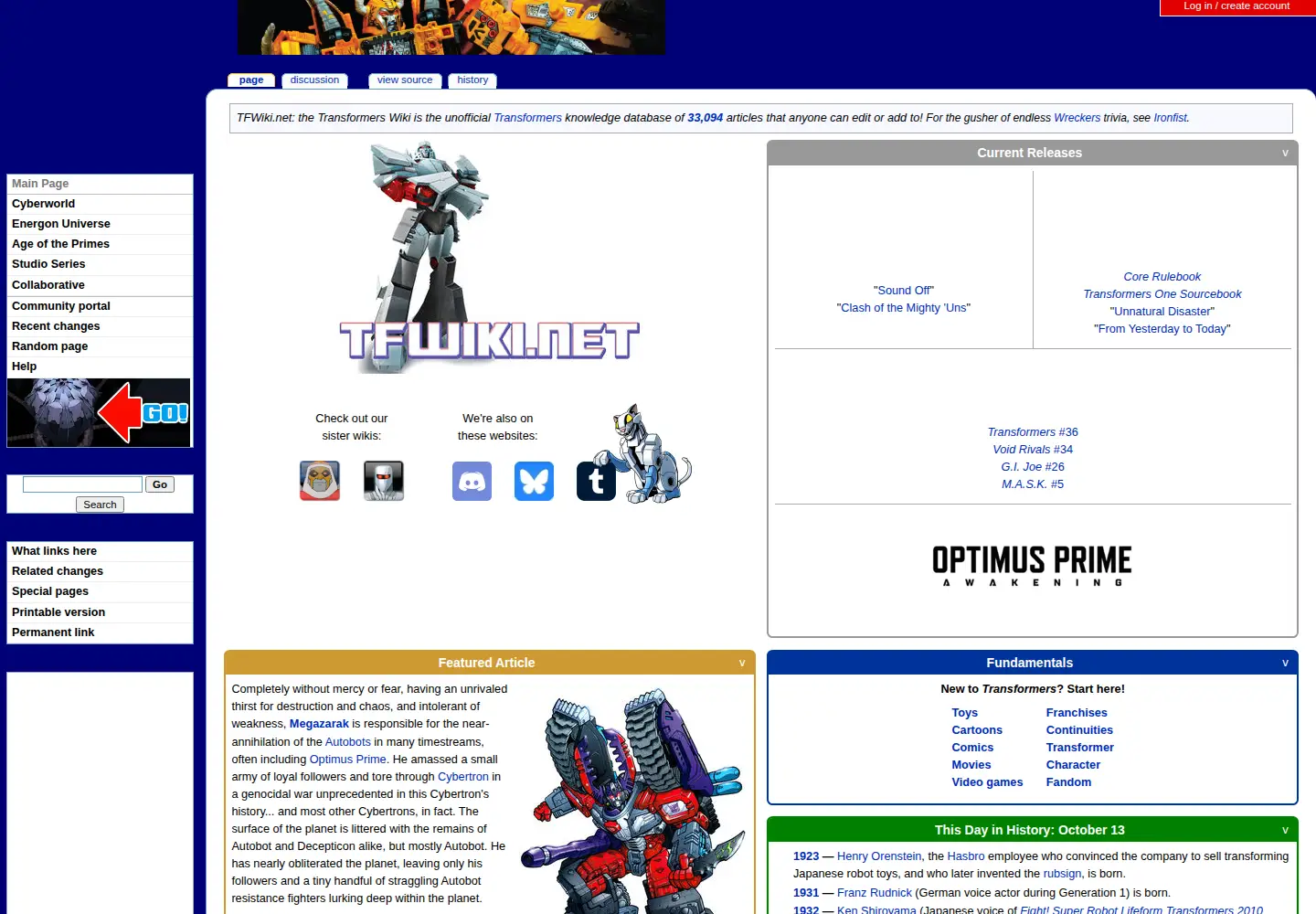 Screenshot of tfwiki.net