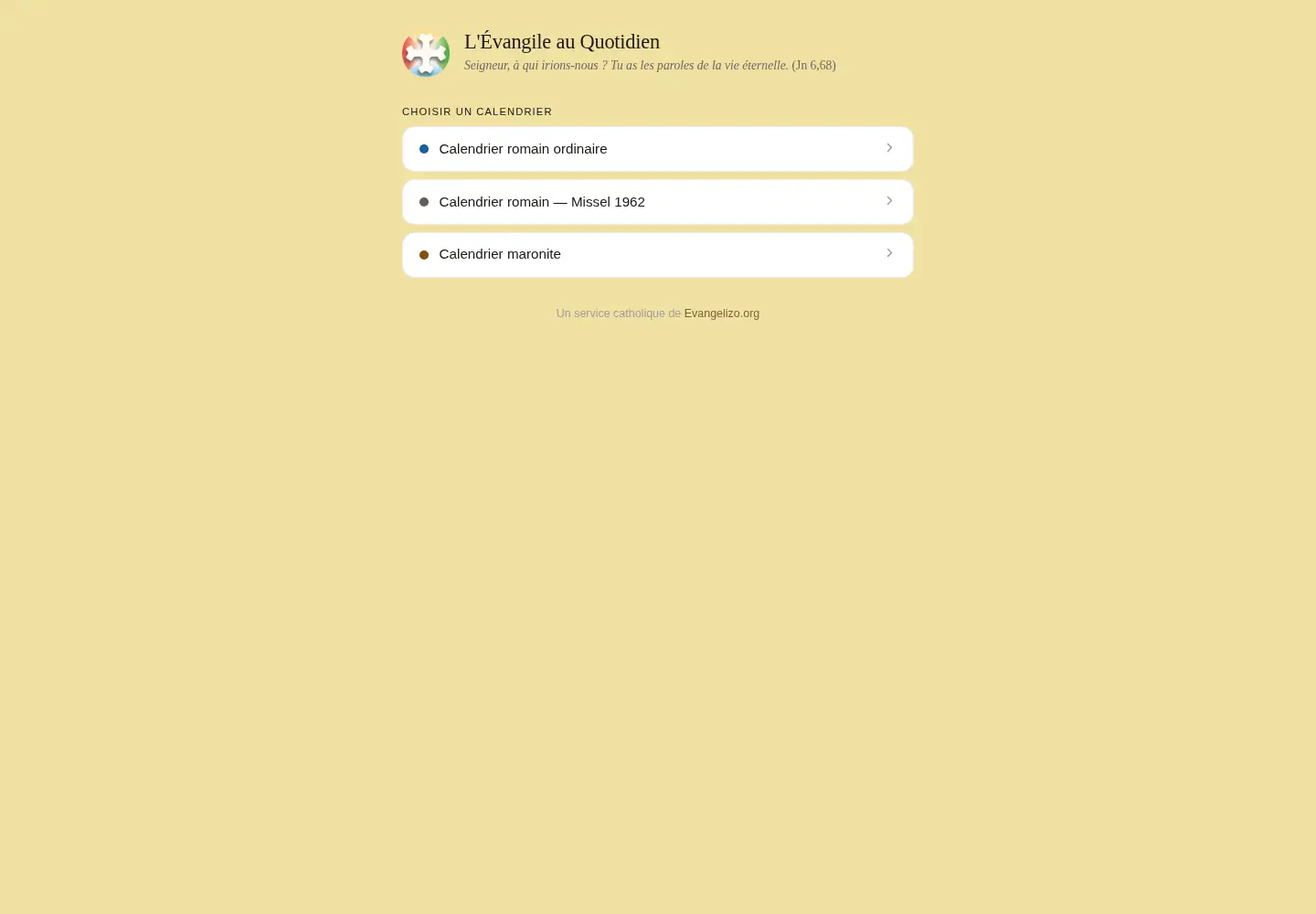 Screenshot of levangileauquotidien.org