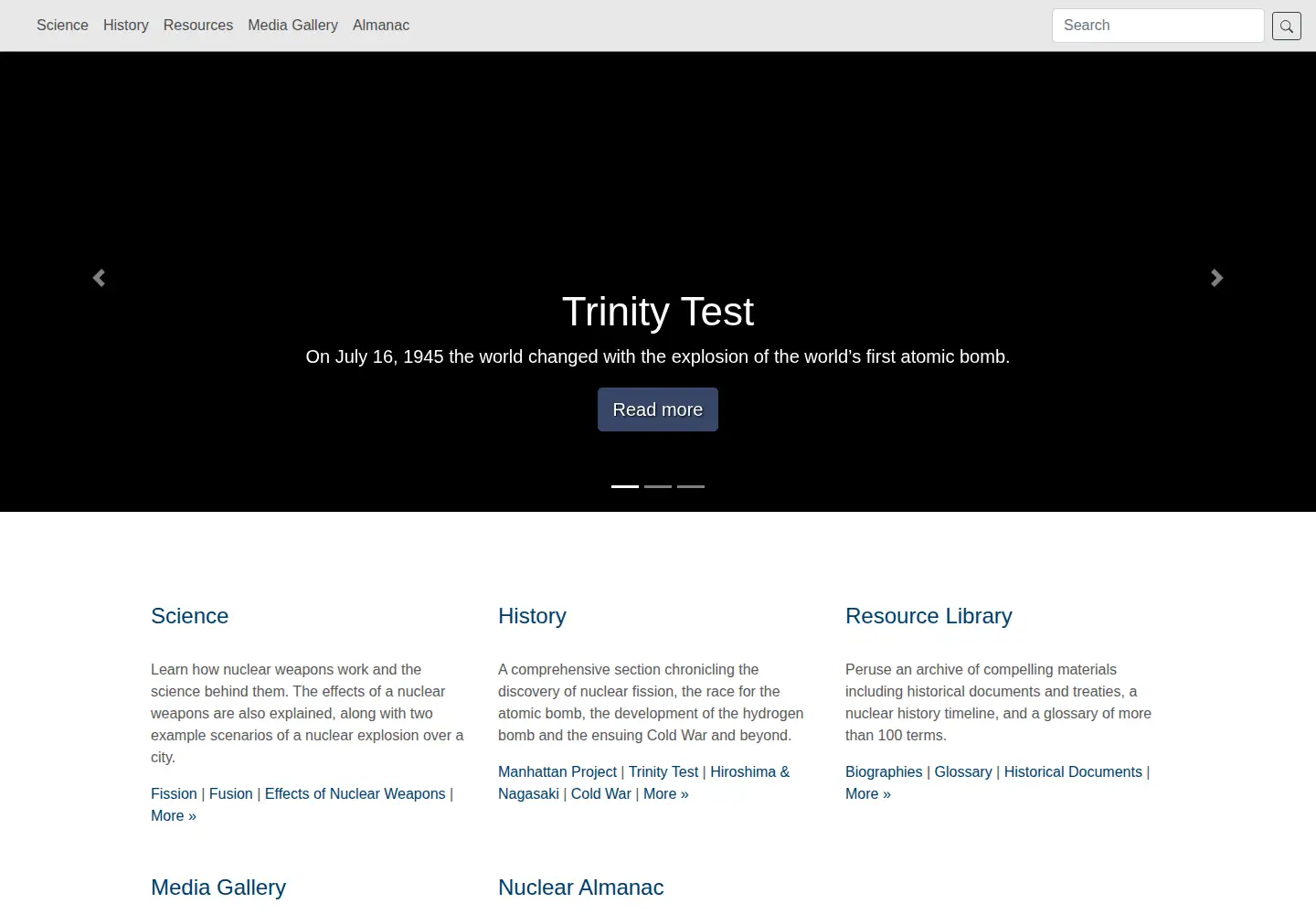 Captured homepage of atomicarchive.com in the current scan