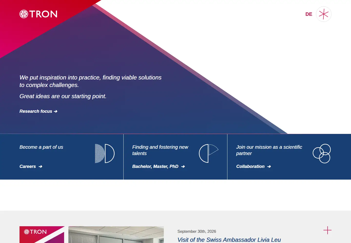 Captured homepage of tron-mainz.de in the current scan