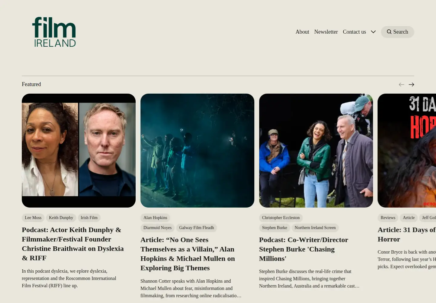 Captured homepage of filmireland.net in the current scan