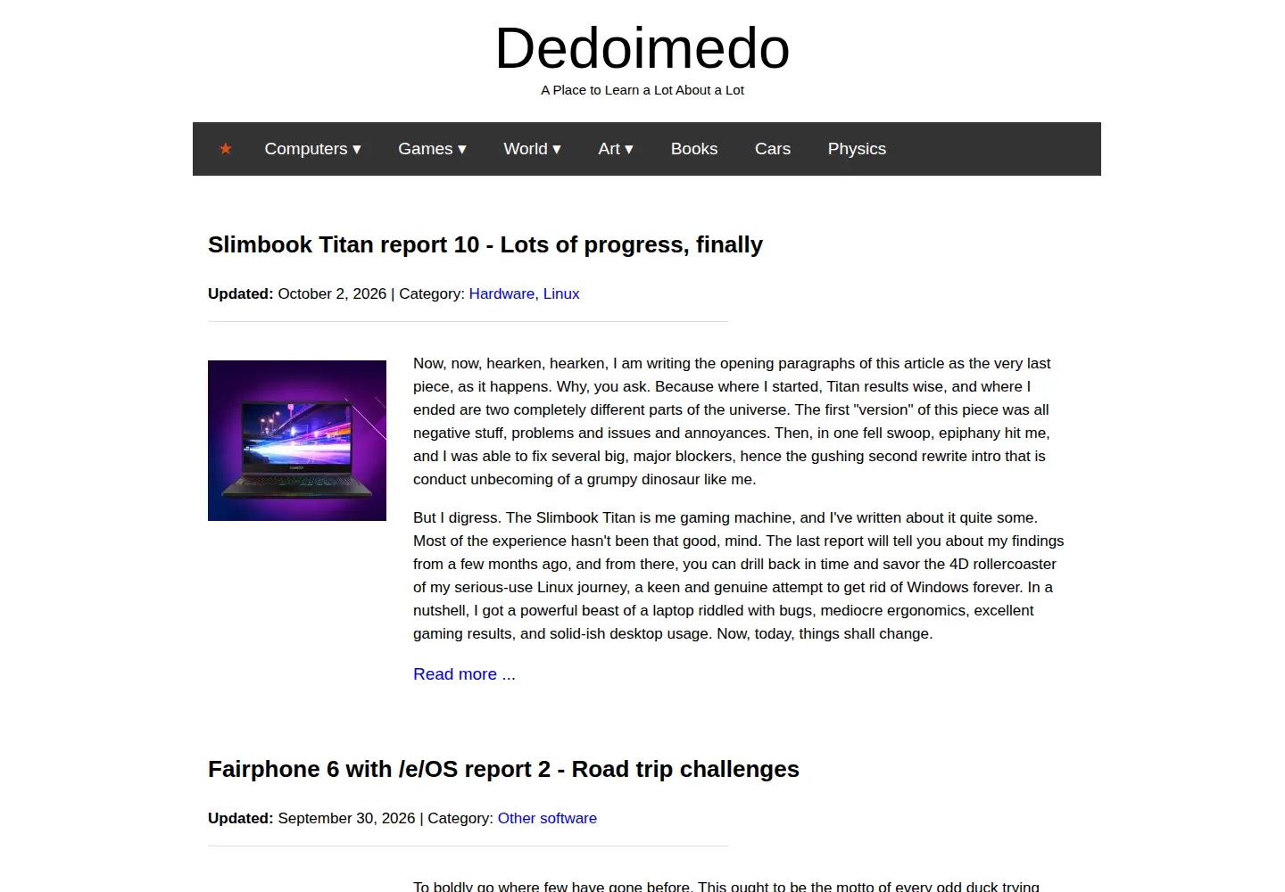 Screenshot of dedoimedo.com