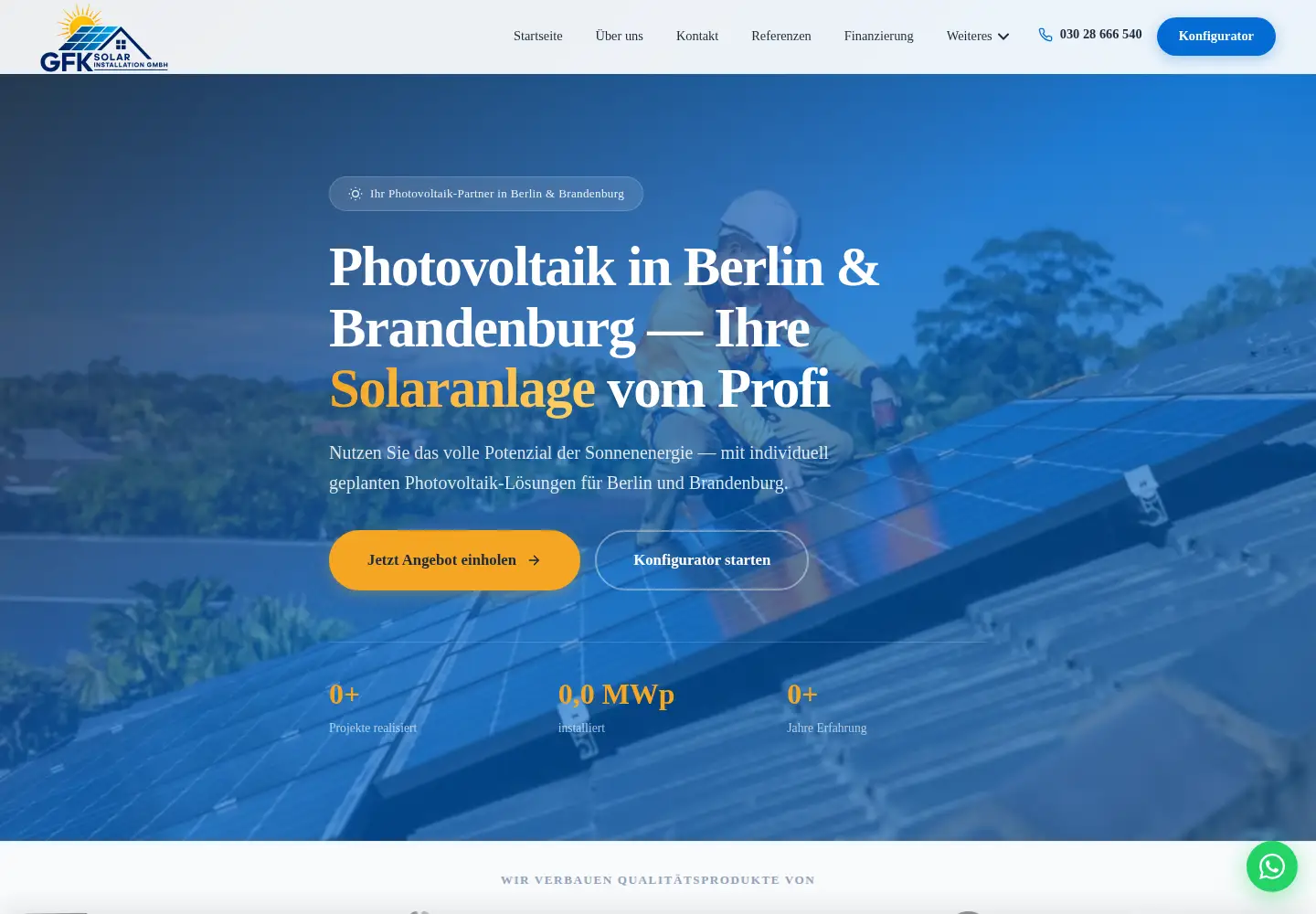 Captured homepage of gfk-solar.de in the current scan