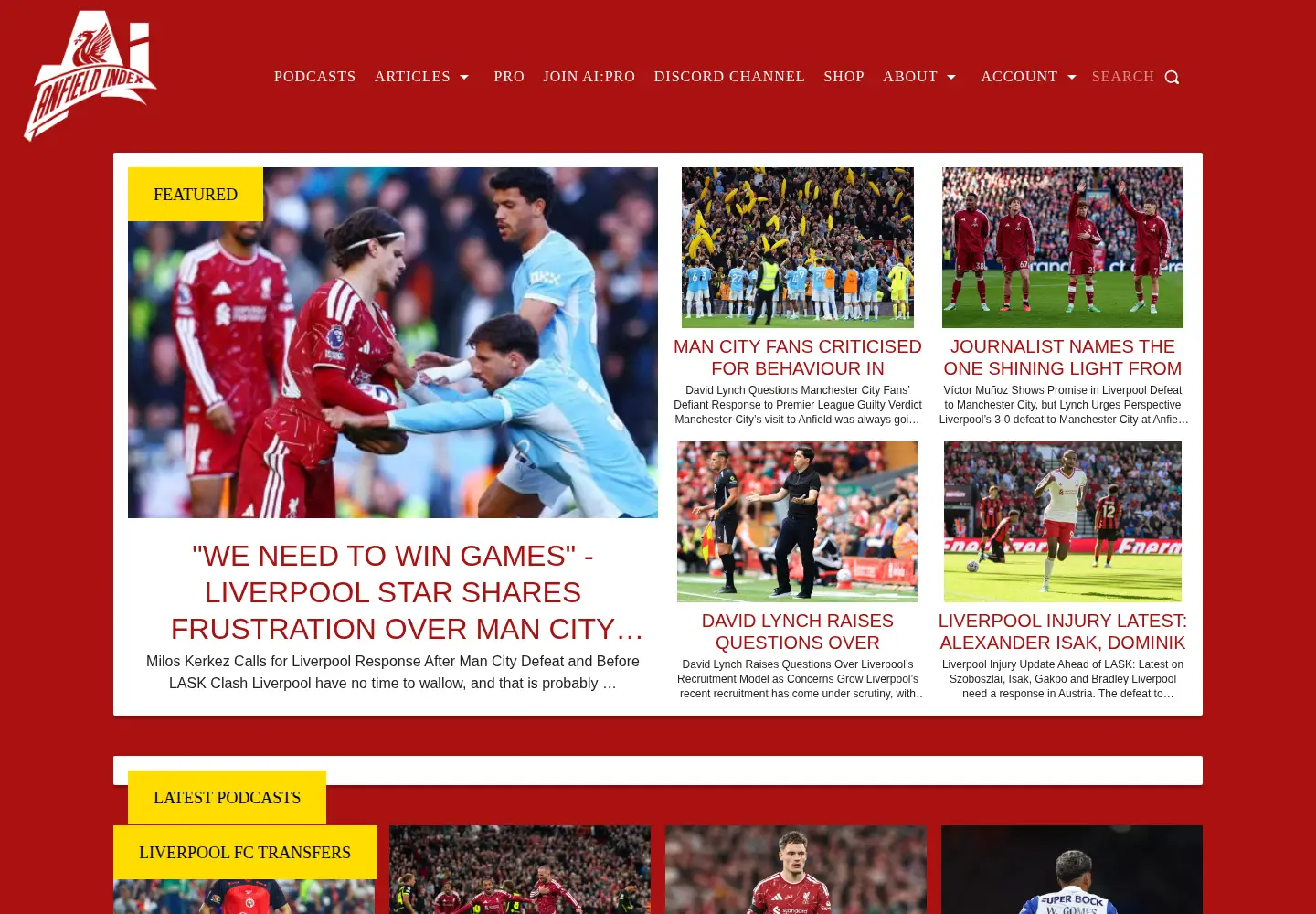 Screenshot of anfieldindex.com