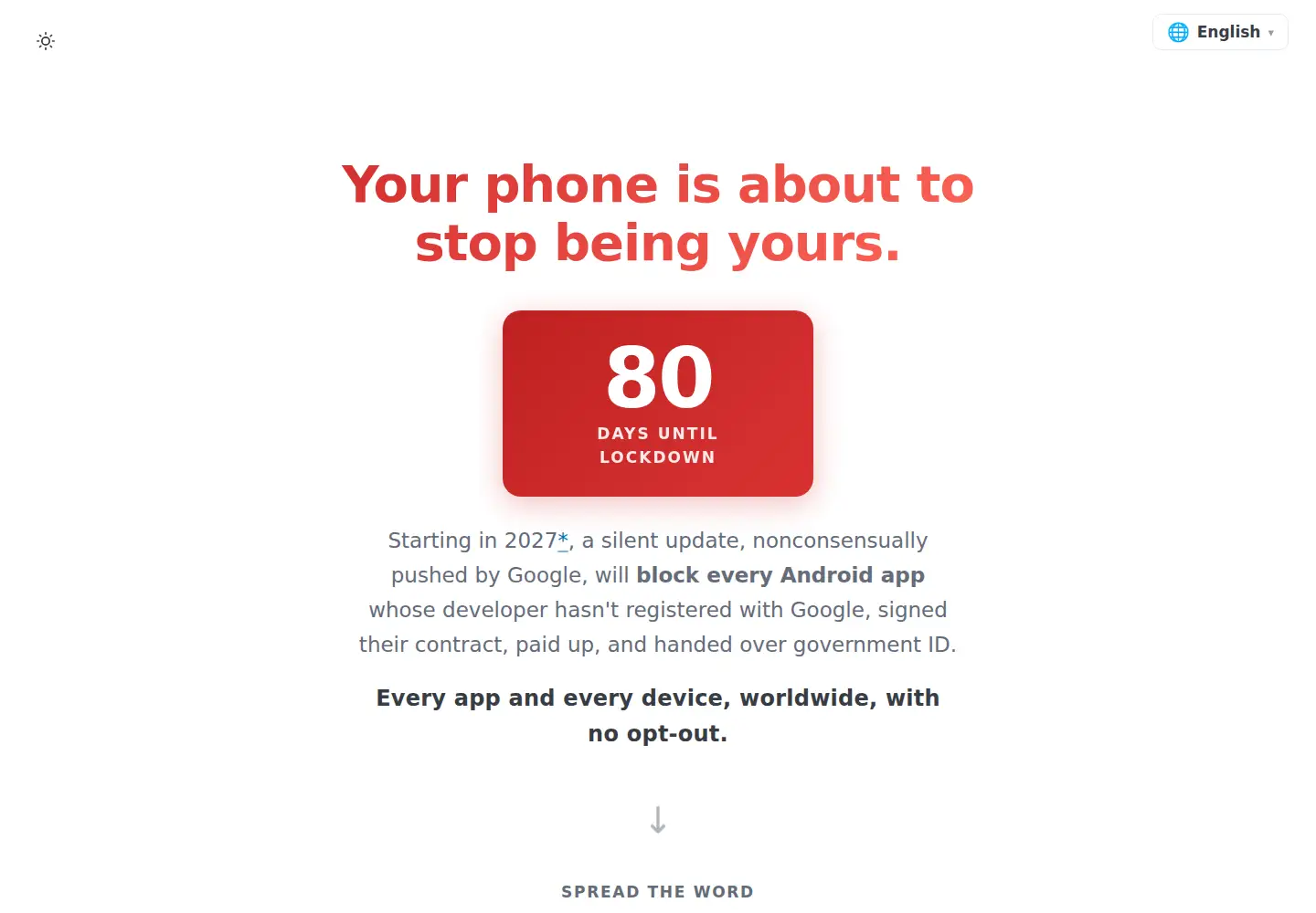 Captured homepage of keepandroidopen.org in the current scan