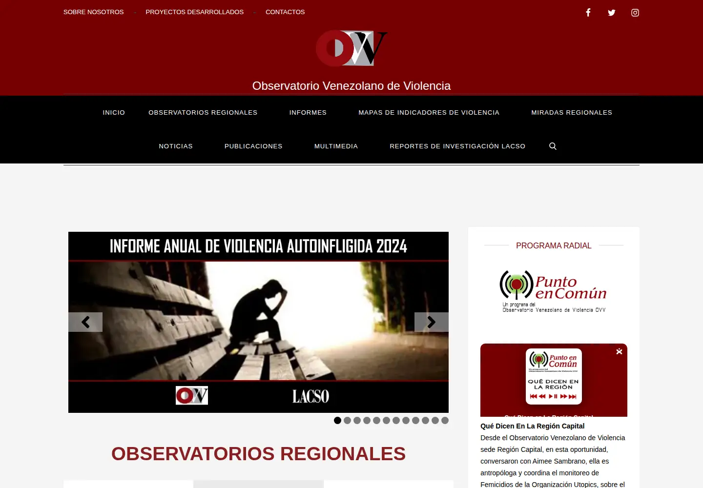 Screenshot of observatoriodeviolencia.org.ve