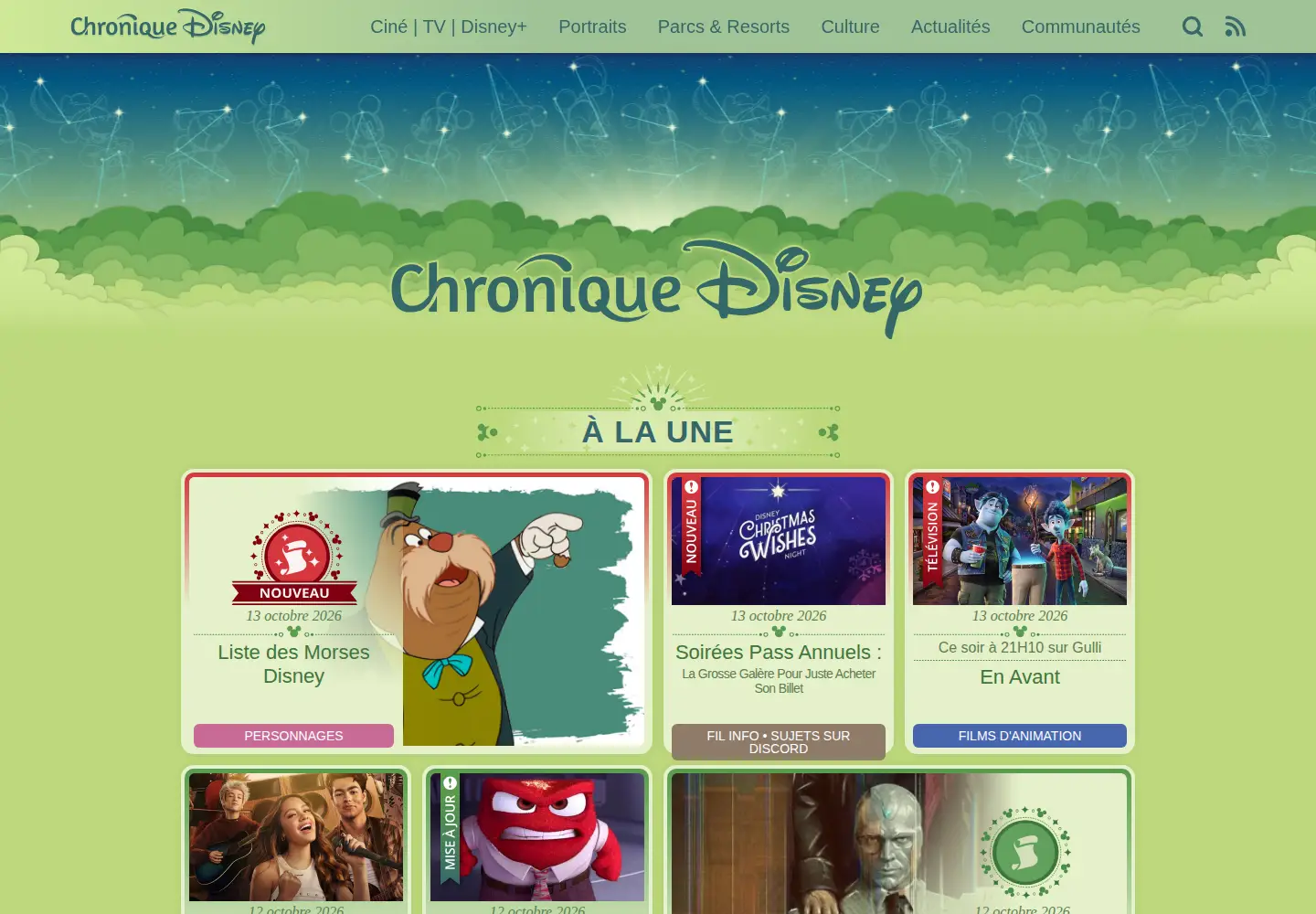 Captured homepage of chroniquedisney.fr in the current scan