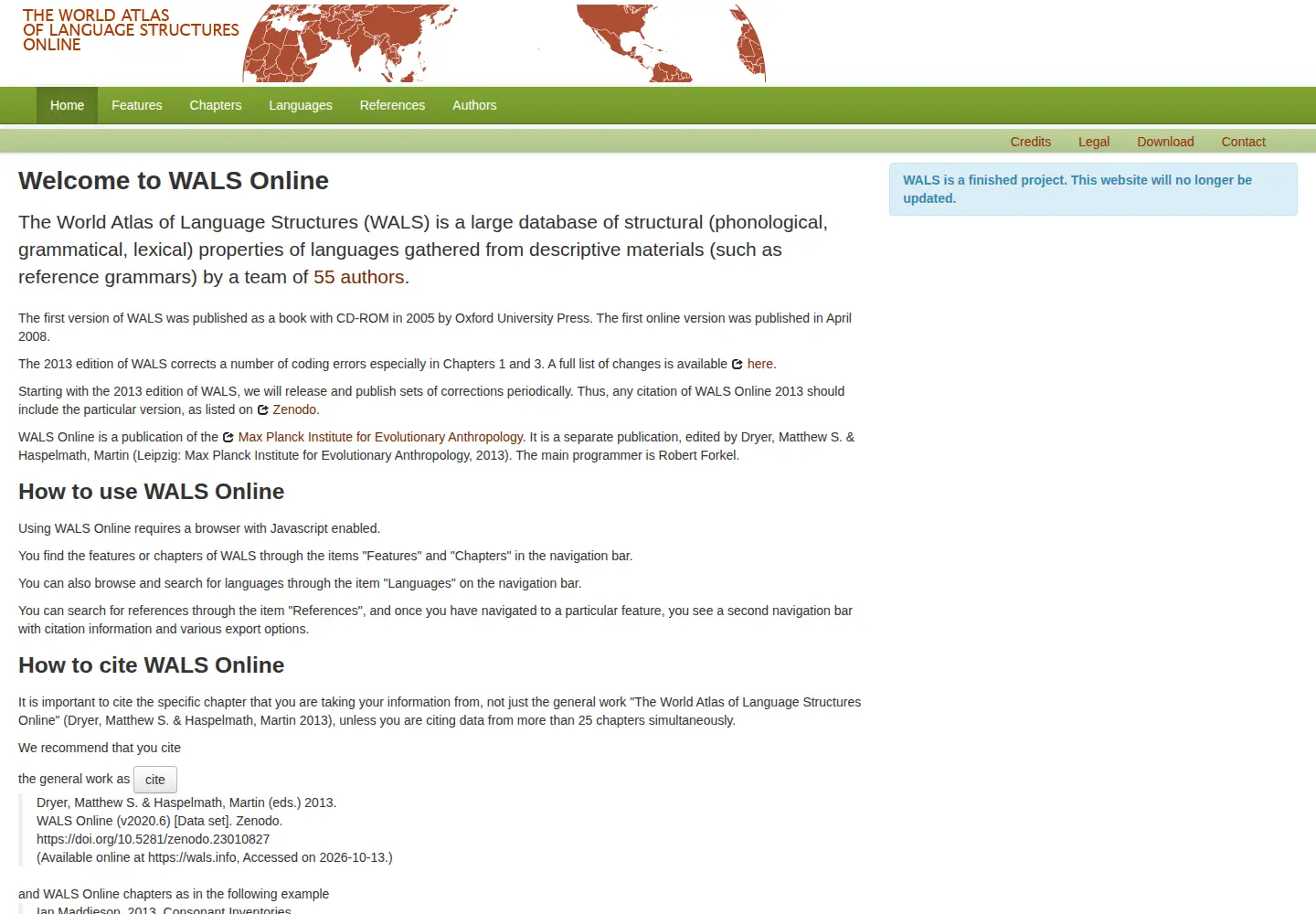 Screenshot of wals.info