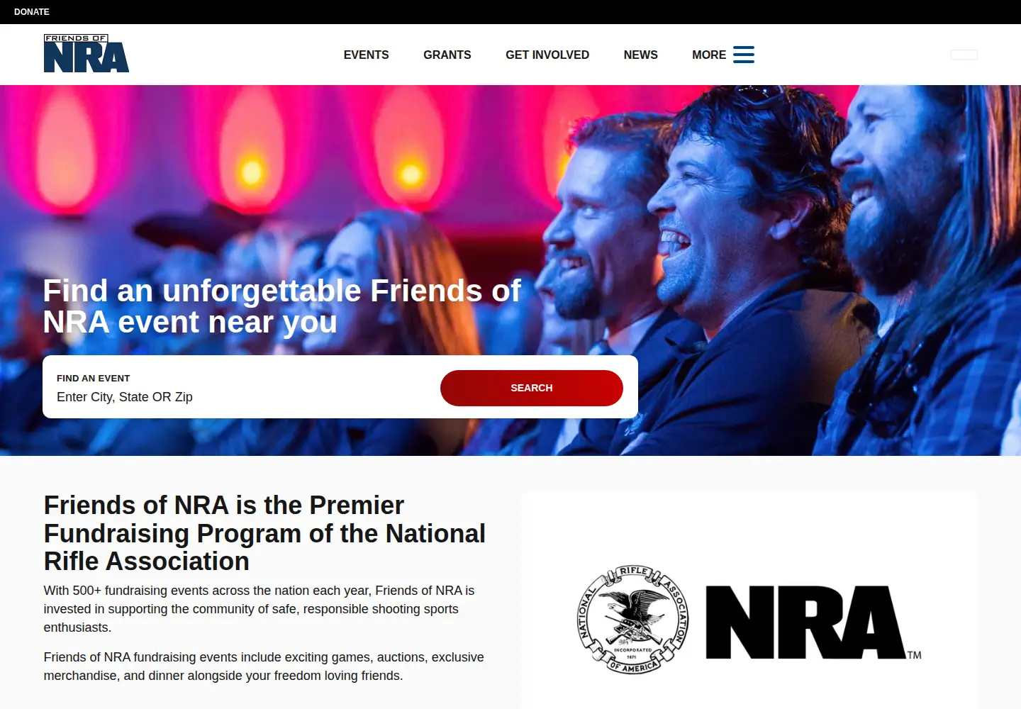 Captured homepage of friendsofnra.org in the current scan