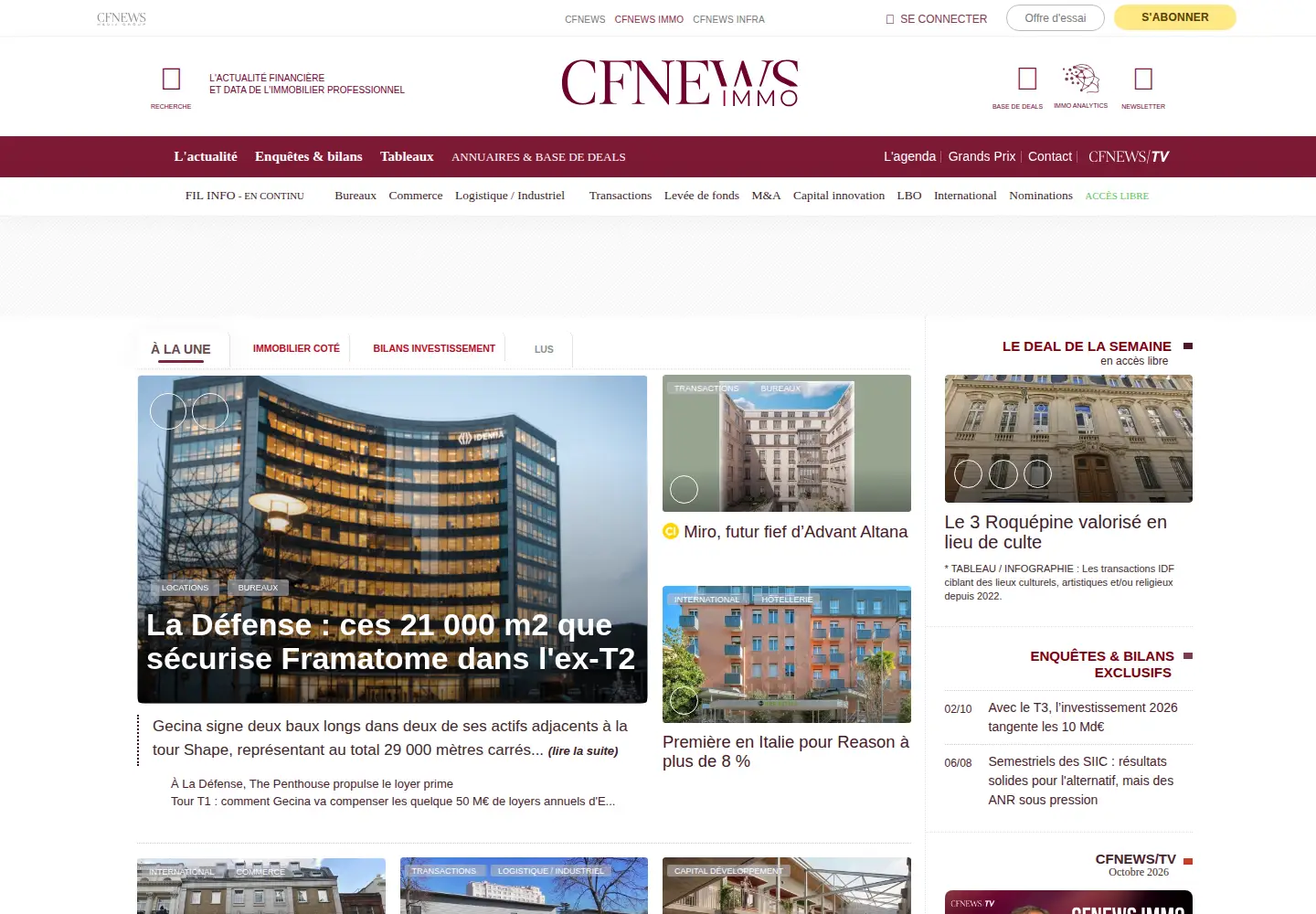 Captured homepage of cfnewsimmo.net in the current scan