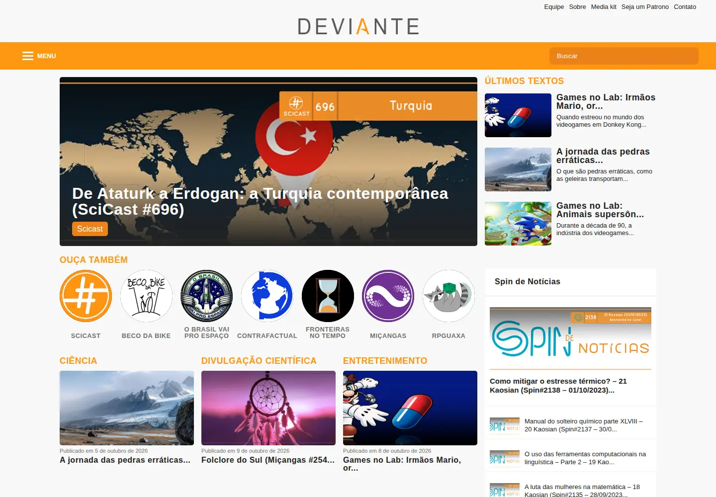 Captured homepage of deviante.com.br in the current scan