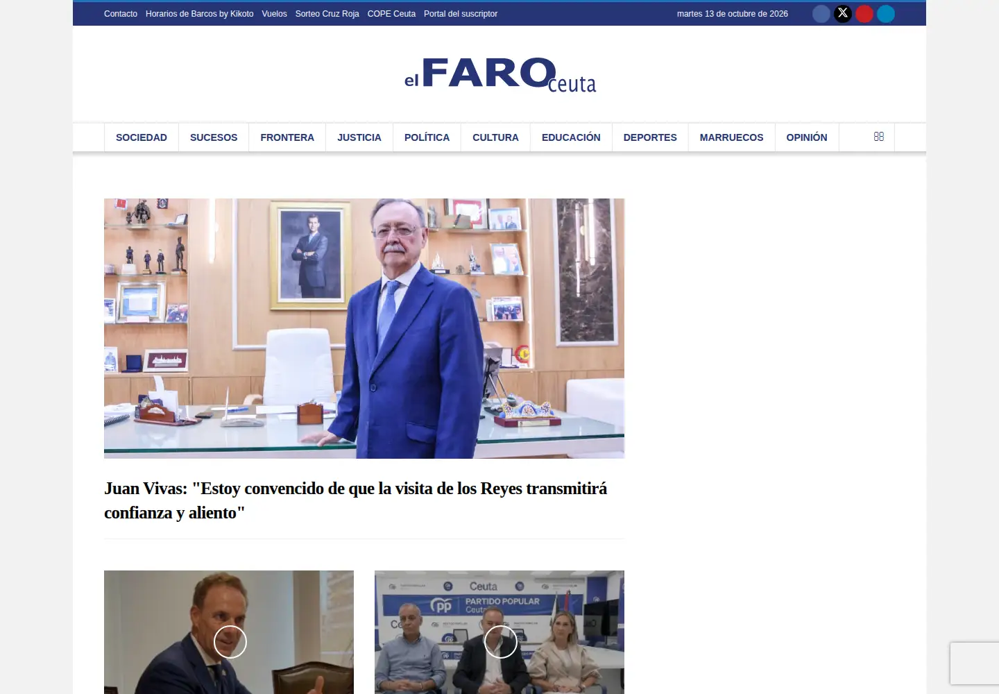 Screenshot of elfarodeceuta.es