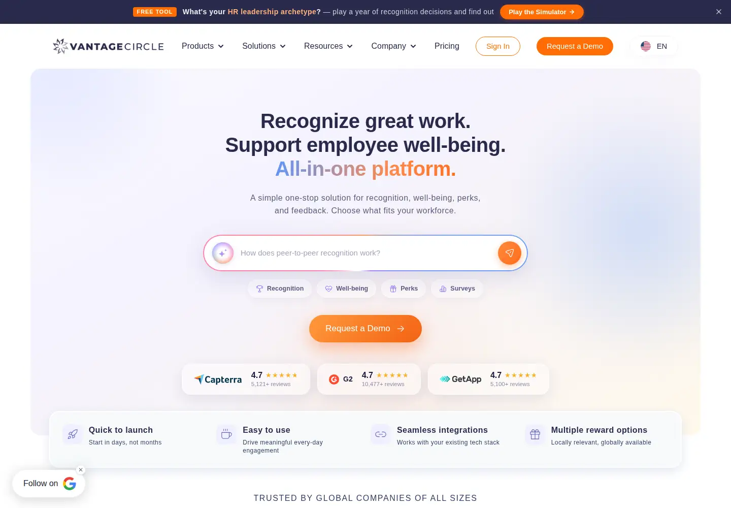 Screenshot of vantagecircle.com