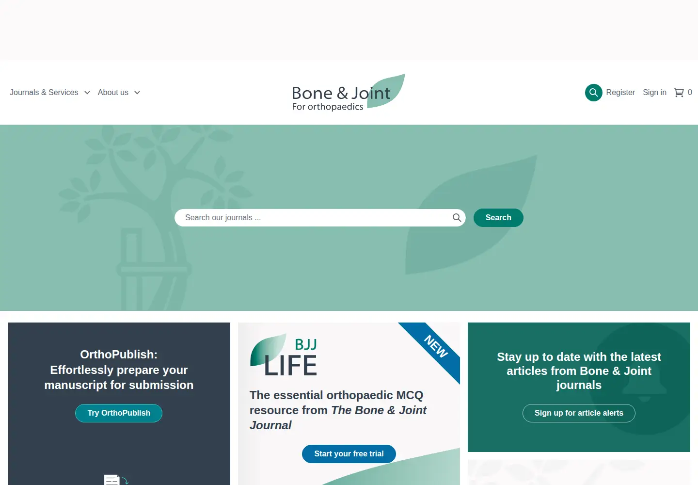 Captured homepage of boneandjoint.org.uk in the current scan