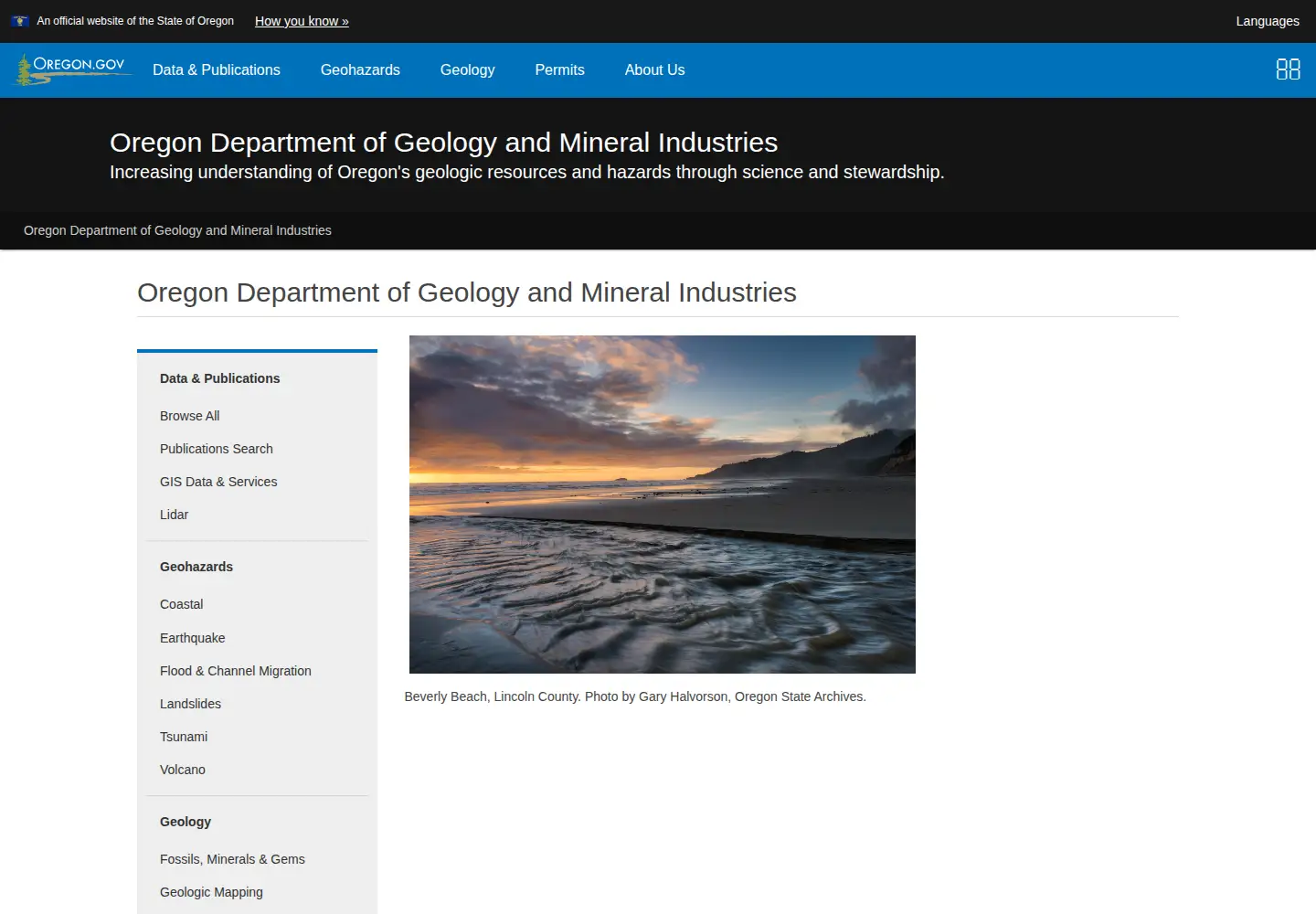 Screenshot of oregongeology.org