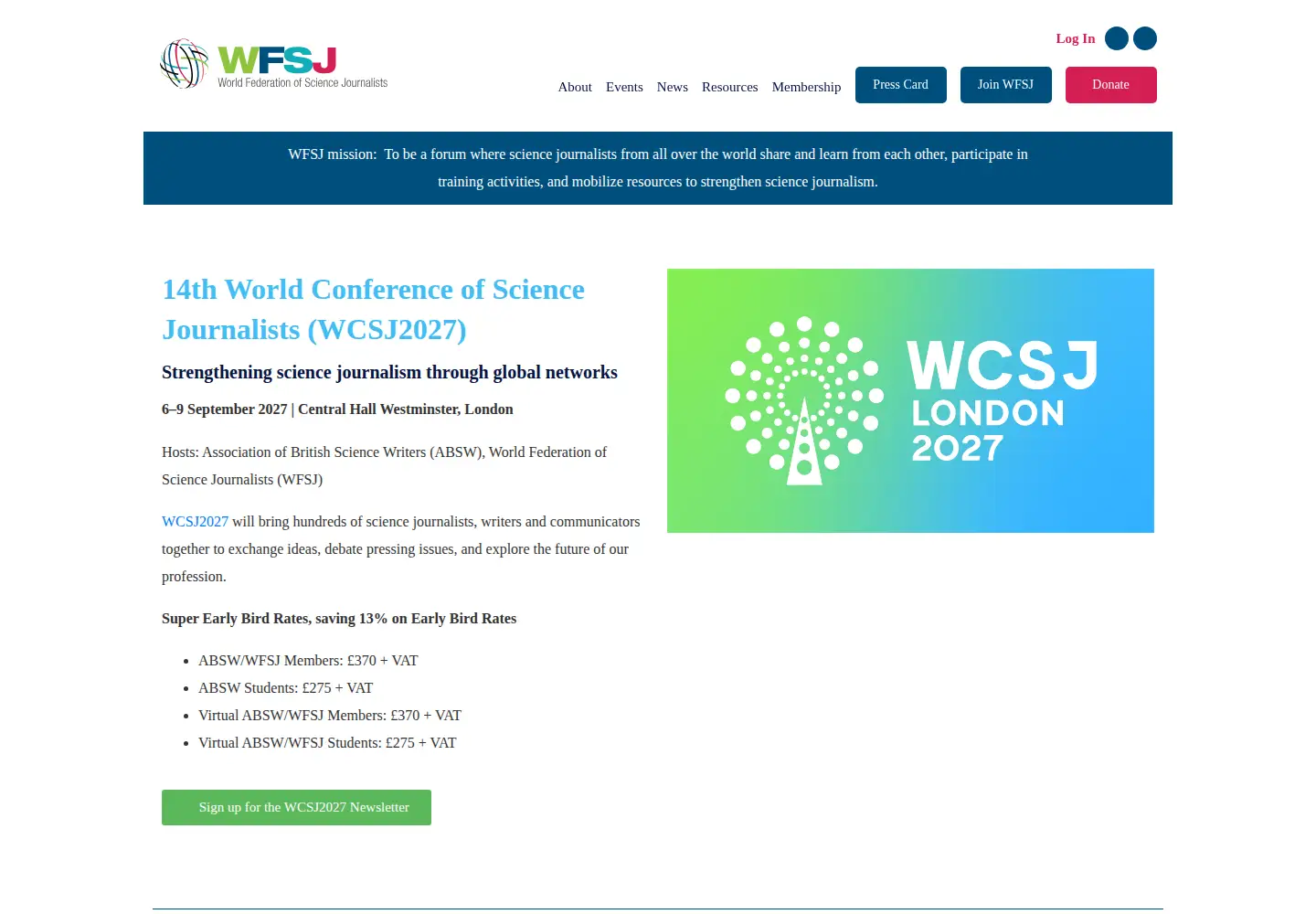 Screenshot of wfsj.org