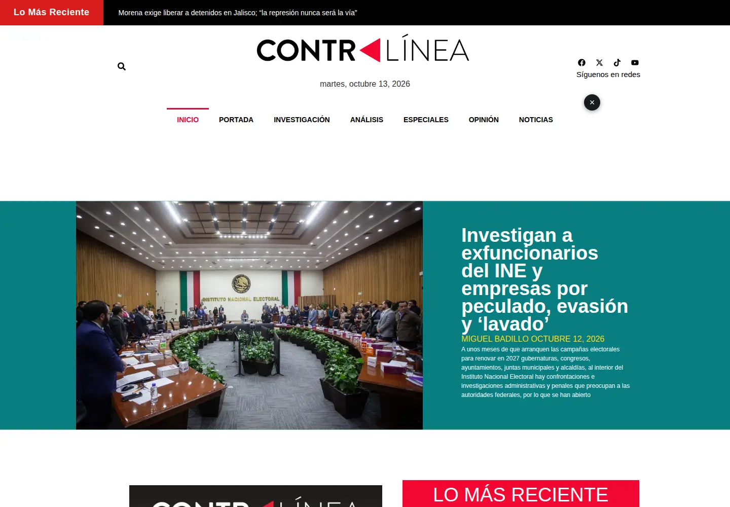 Screenshot of contralinea.com.mx