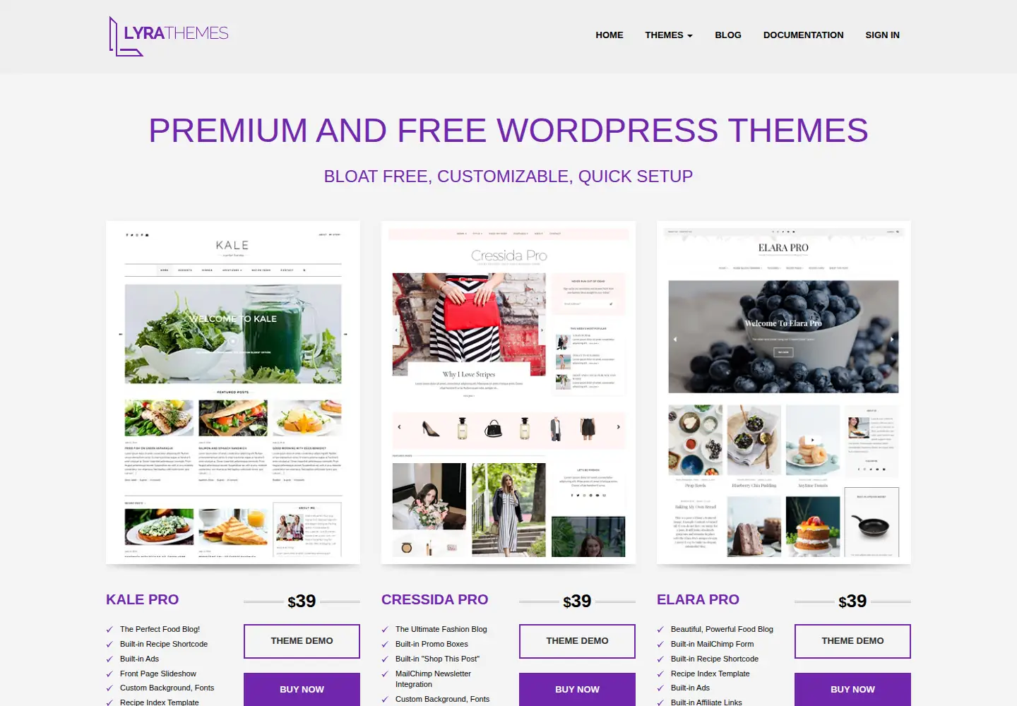 Screenshot of lyrathemes.com