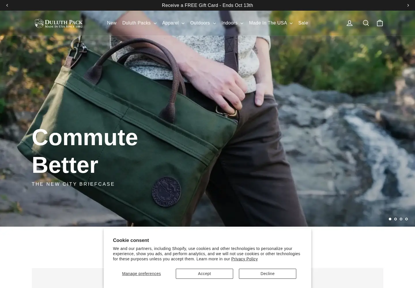 Screenshot of duluthpack.com