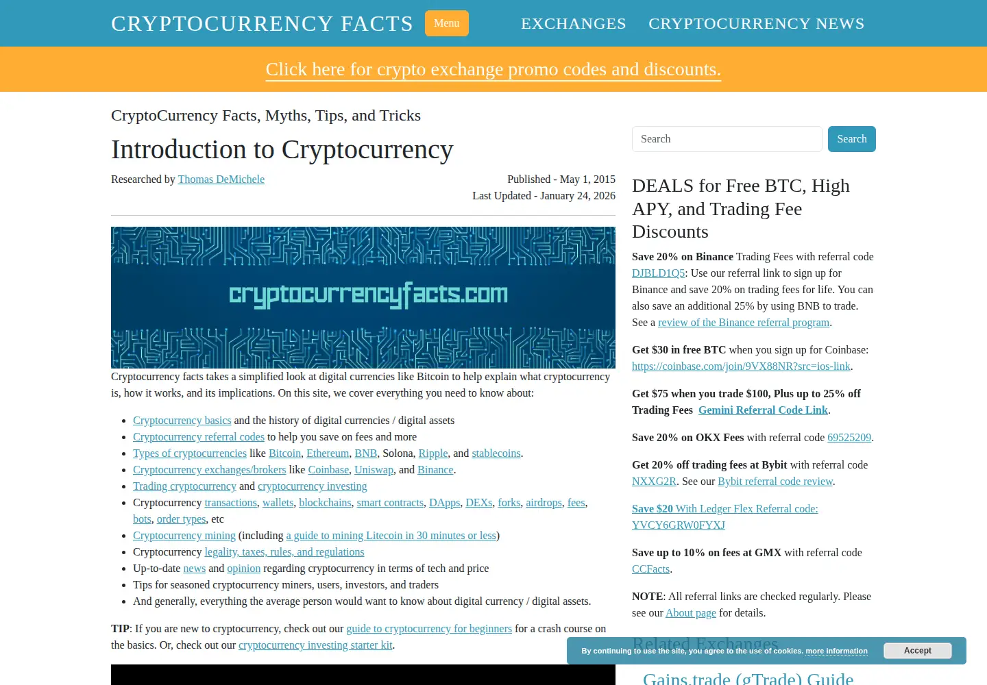 Screenshot of cryptocurrencyfacts.com
