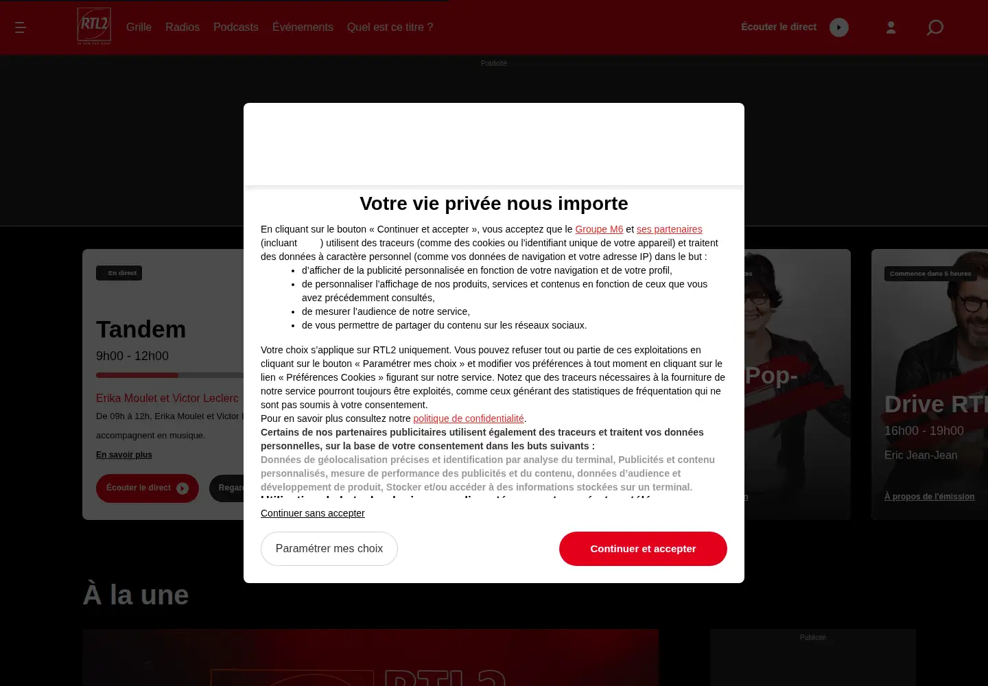 Screenshot of rtl2.fr