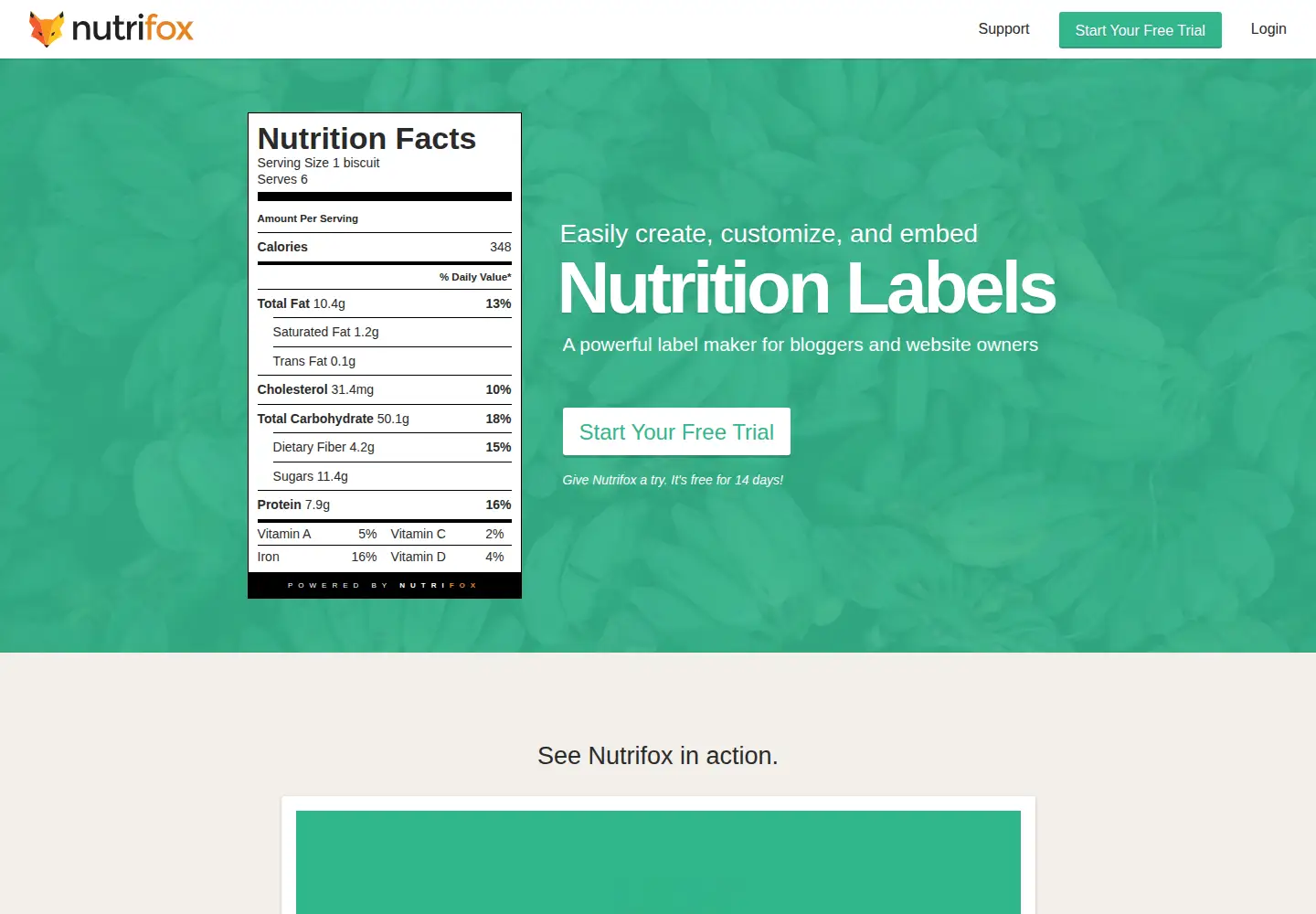 Captured homepage of nutrifox.com in the current scan