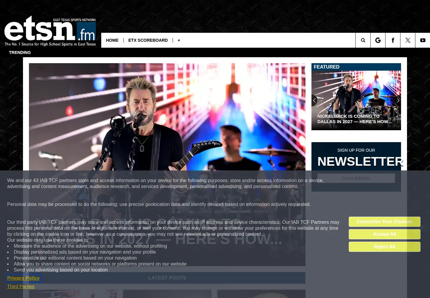 Captured homepage of etsn.fm in the current scan