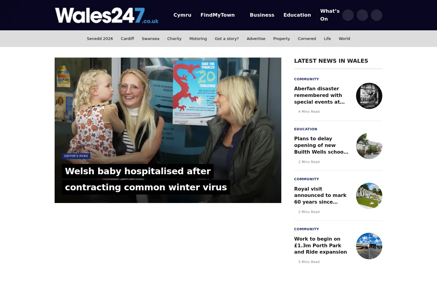 Captured homepage of wales247.co.uk in the current scan