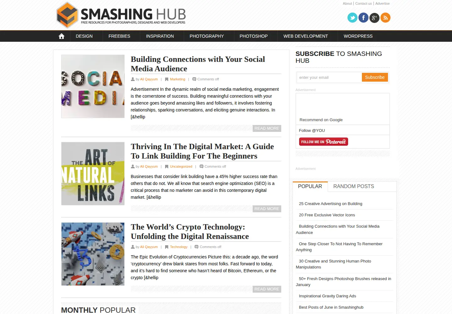 Screenshot of smashinghub.com